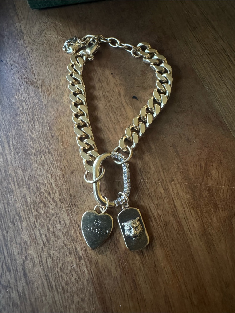 Gucci Gold Tone Charm Curb Link Bracelet - Picture 3 of 3